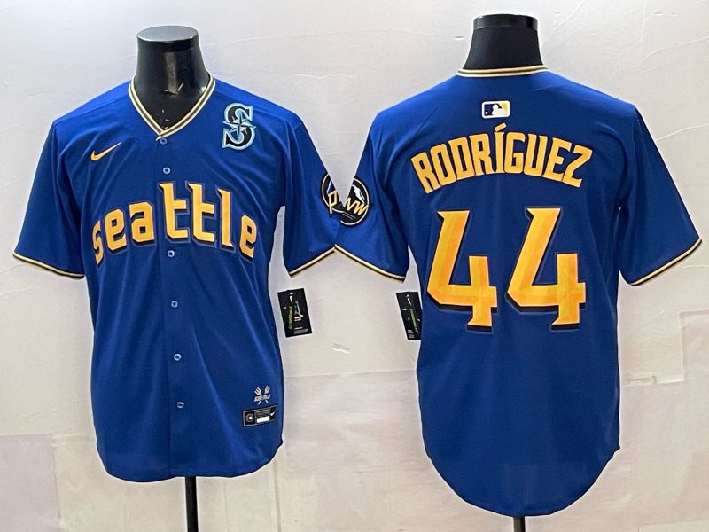 Men 2025 Seattle Mariners #44 Rodriguez Blue City Edition Nike MLB Jersey 38